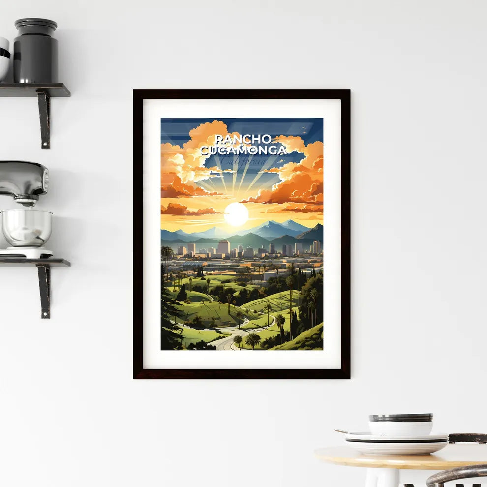 Rancho Cucamonga, California, A Poster of a landscape with a city and mountains Default Title