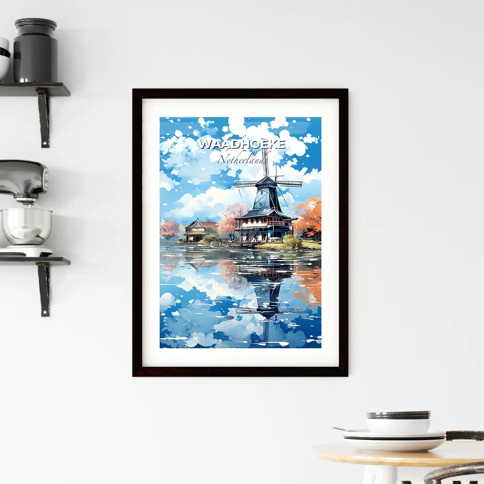 Waadhoeke, Netherlands, A Poster of a windmill on a lake Default Title