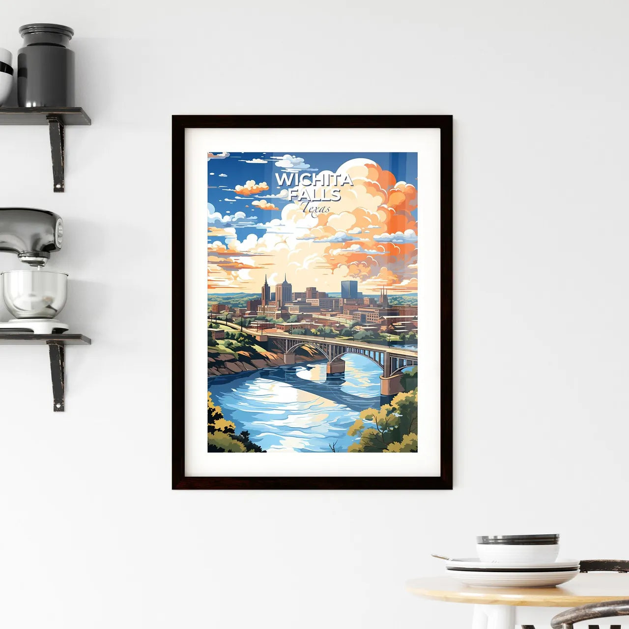 Wichita Falls, Texas, A Poster of a bridge over a river with a city in the background Default Title