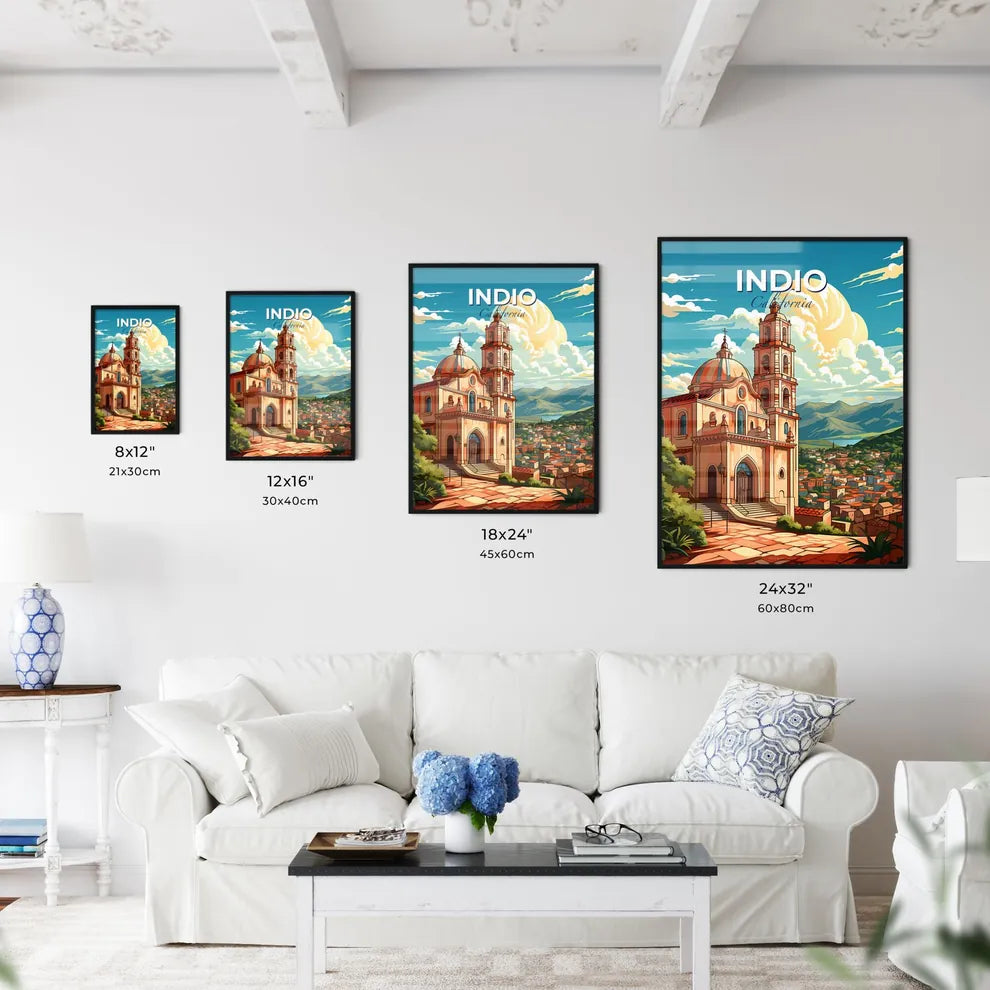 Indio, California, A Poster of a building with a tower and a city in the background Default Title