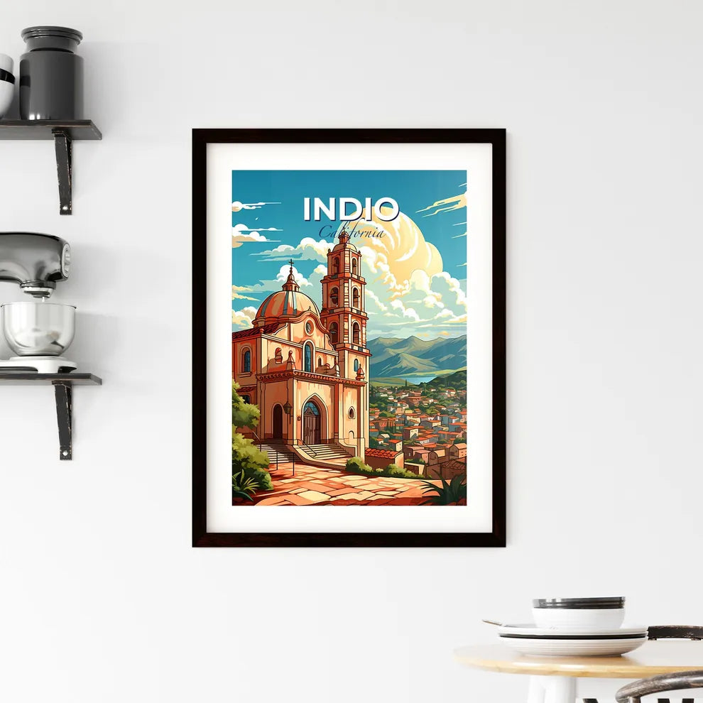 Indio, California, A Poster of a building with a tower and a city in the background Default Title