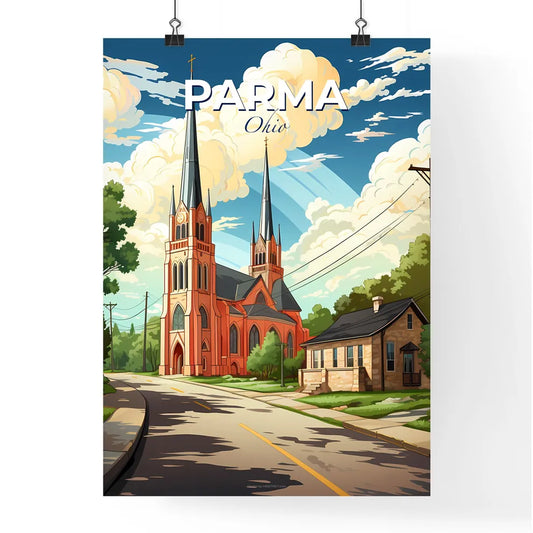 Parma, Ohio, A Poster of a church with a road and trees Default Title