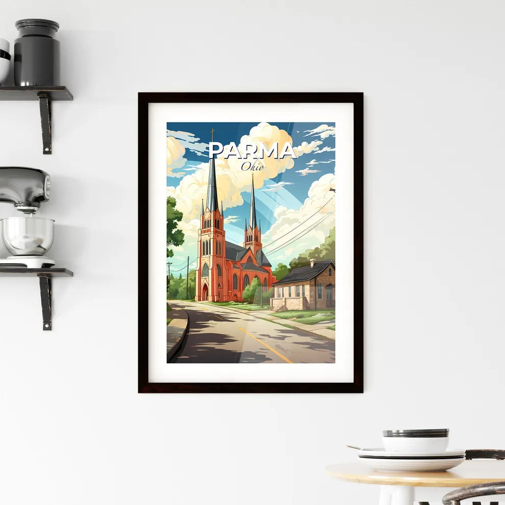 Parma, Ohio, A Poster of a church with a road and trees Default Title