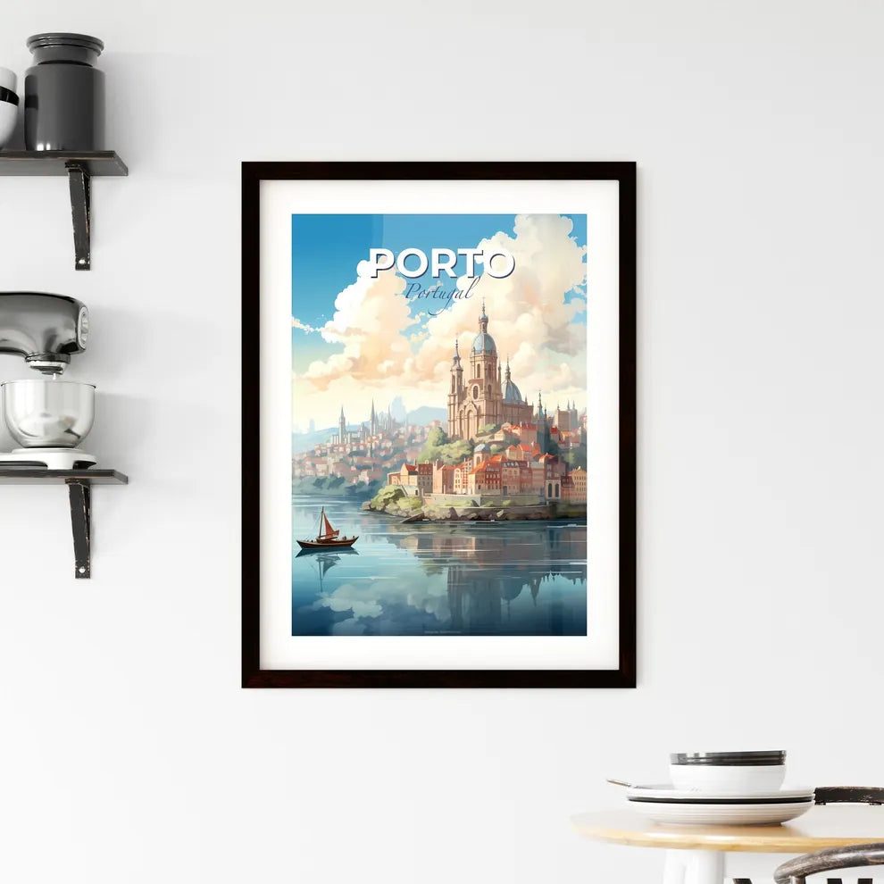 Porto, Portugal, A Poster of a city on a hill with a boat on the water Default Title