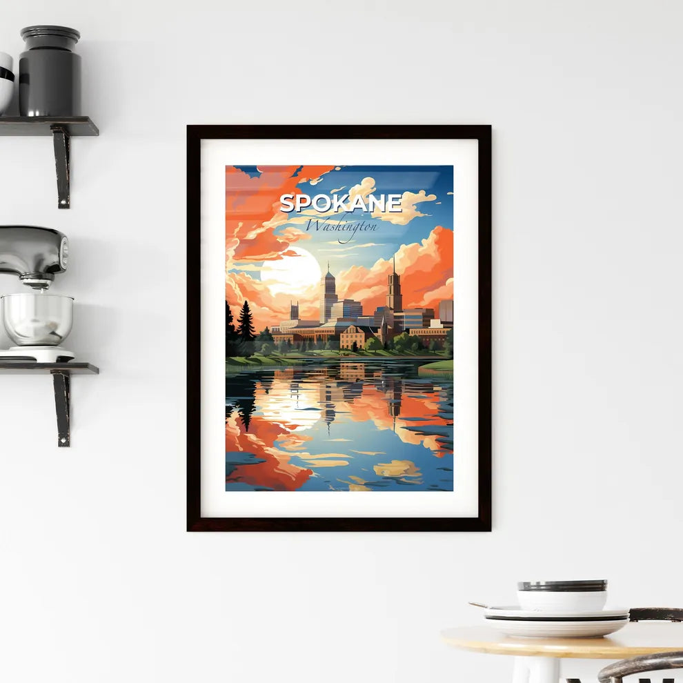 Spokane, Washington, A Poster of a city with trees and a river Default Title