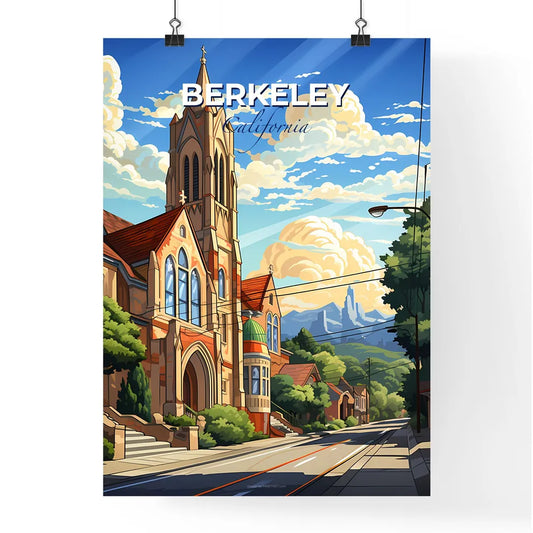 Berkeley, California, A Poster of a church with a steeple and trees on the side of the road Default Title