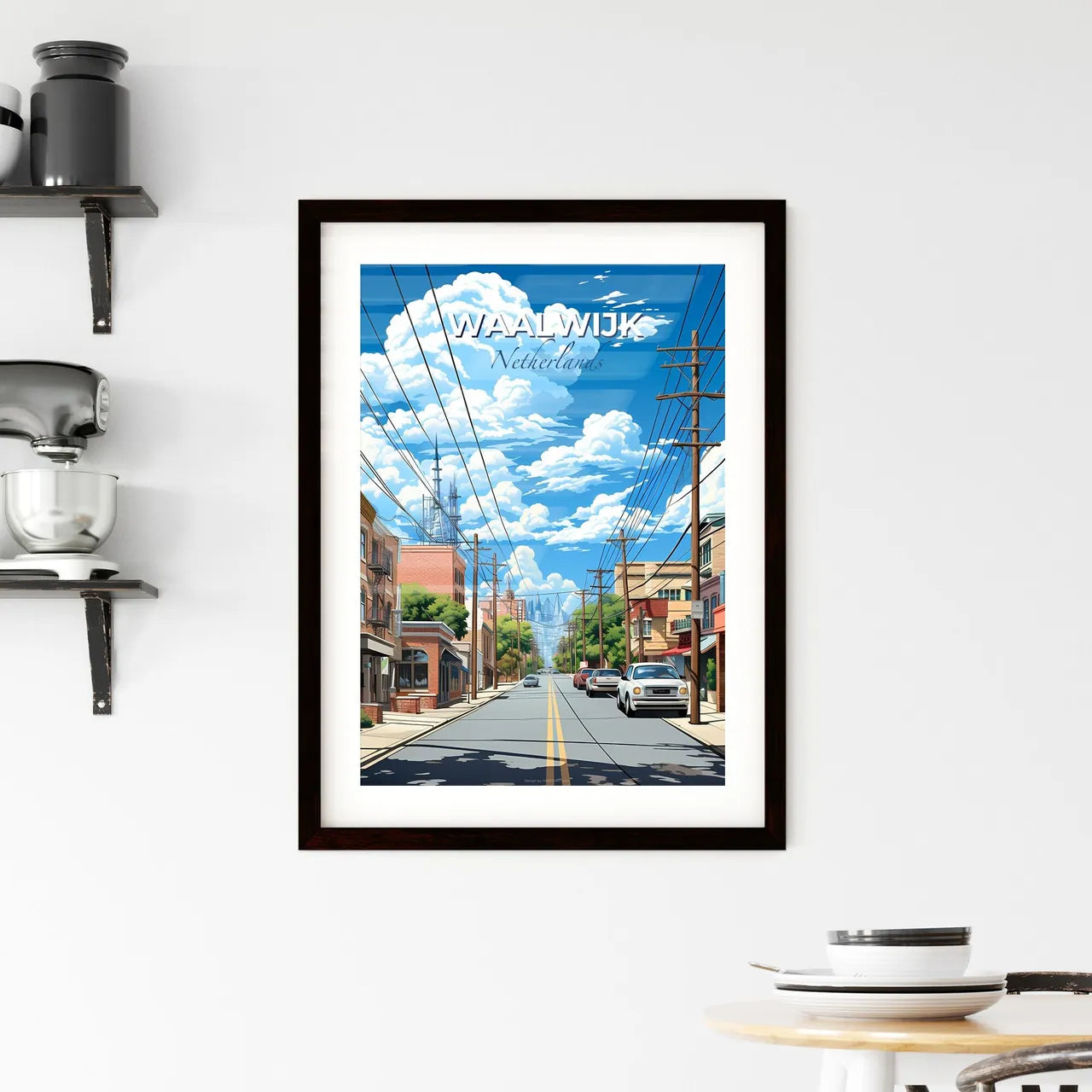 Waalwijk, Netherlands, A Poster of a street with cars and buildings on the side Default Title