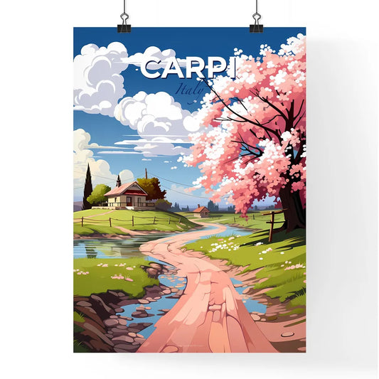 Carpi, Italy, A Poster of a pink tree next to a river Default Title