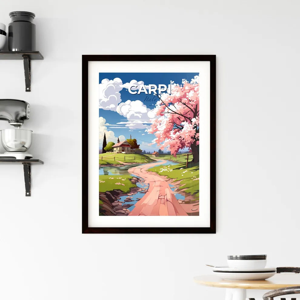 Carpi, Italy, A Poster of a pink tree next to a river Default Title