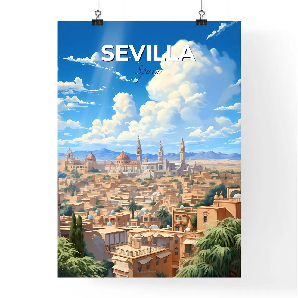 Sevilla, Spain, A Poster of a city with buildings and trees Default Title