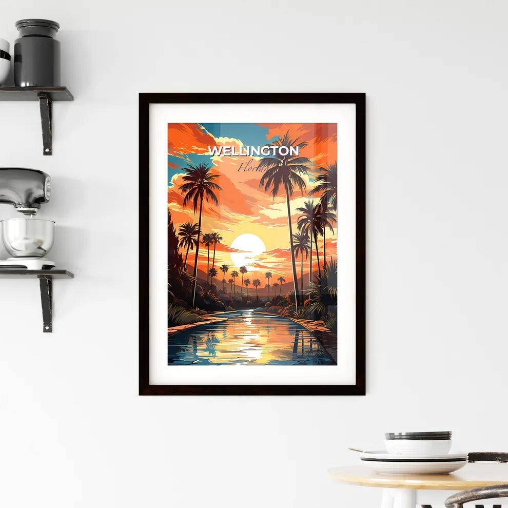 Wellington, Florida, A Poster of a sunset over a river with palm trees Default Title