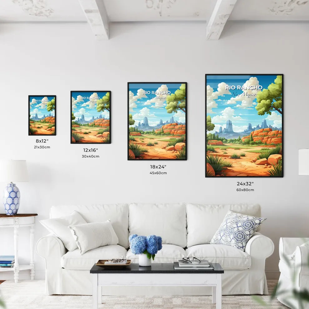 Rio Rancho, New Mexico, A Poster of a cartoon landscape with trees and rocks Default Title