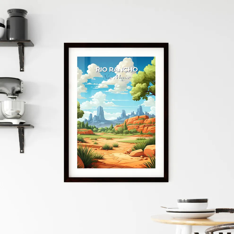 Rio Rancho, New Mexico, A Poster of a cartoon landscape with trees and rocks Default Title