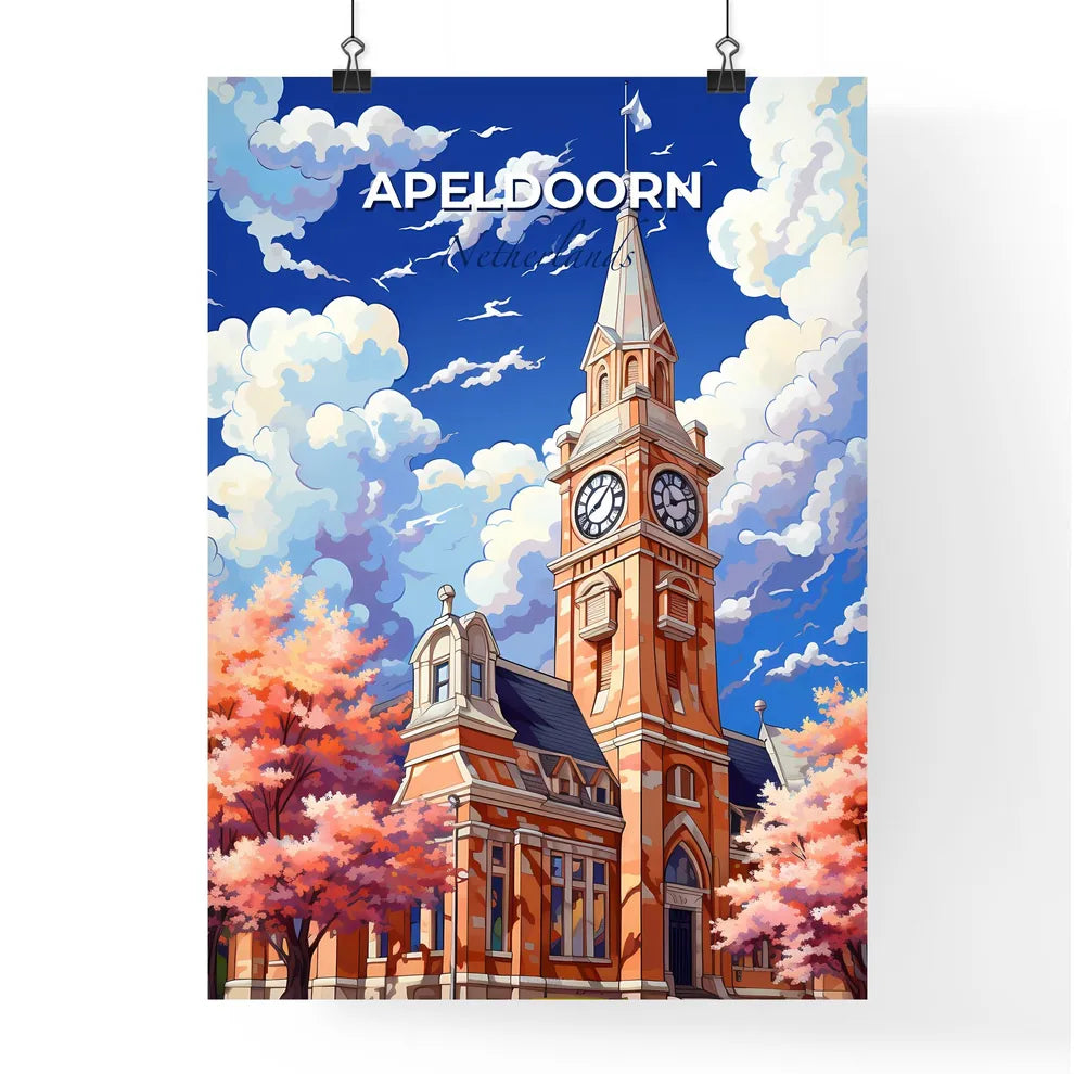 Apeldoorn, Netherlands, A Poster of a building with a clock tower Default Title