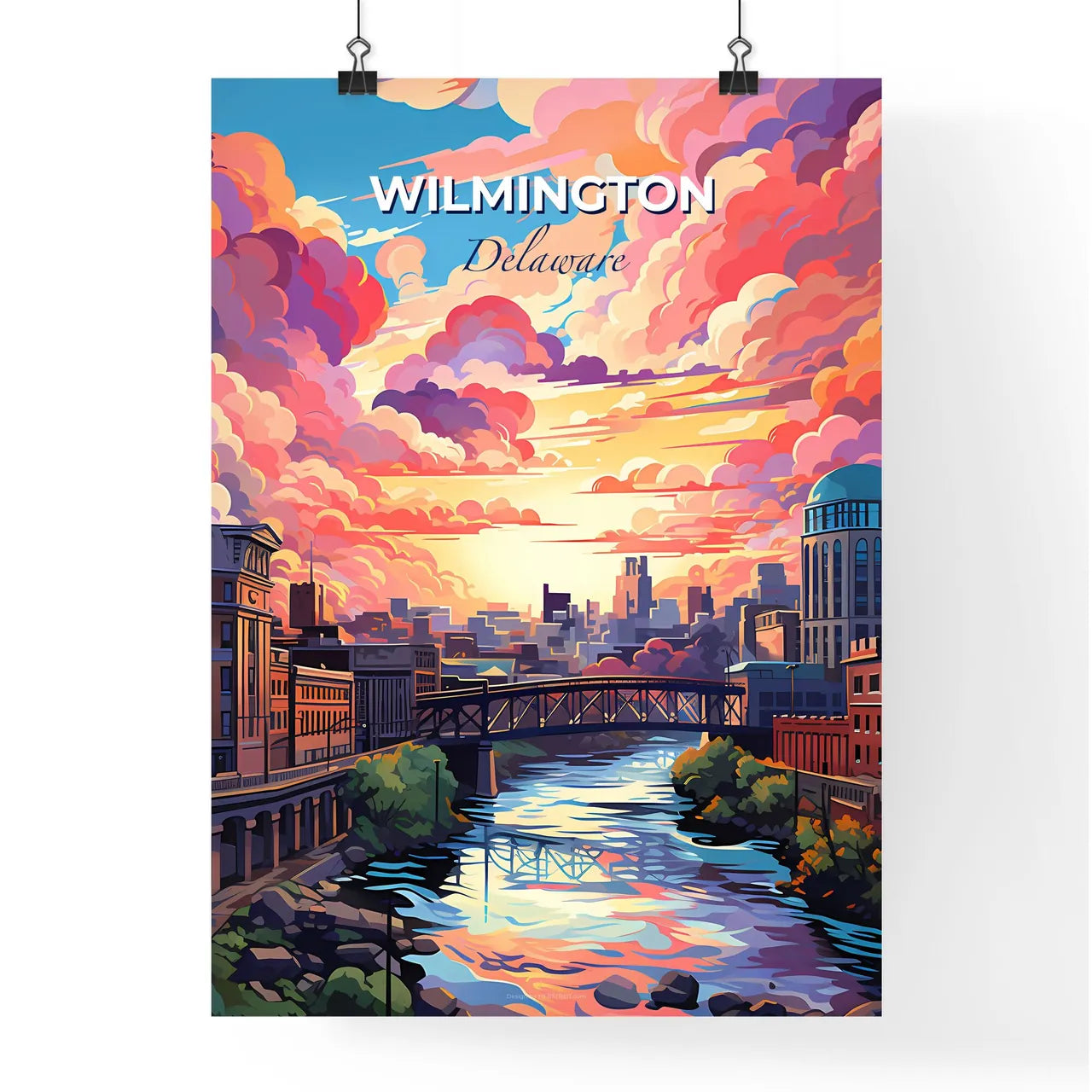 Wilmington, Delaware, A Poster of a colorful sky over a river Default Title