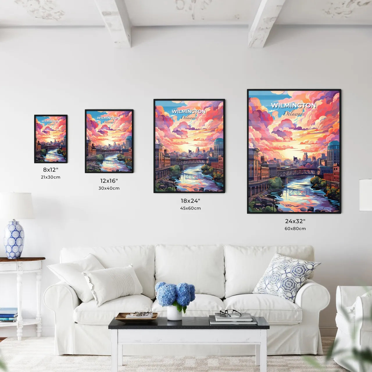 Wilmington, Delaware, A Poster of a colorful sky over a river Default Title