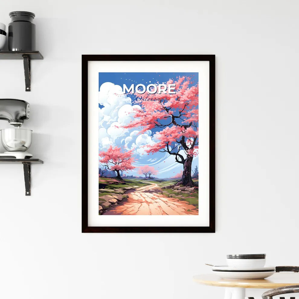 Moore, Oklahoma, A Poster of a road with pink trees and blue sky Default Title