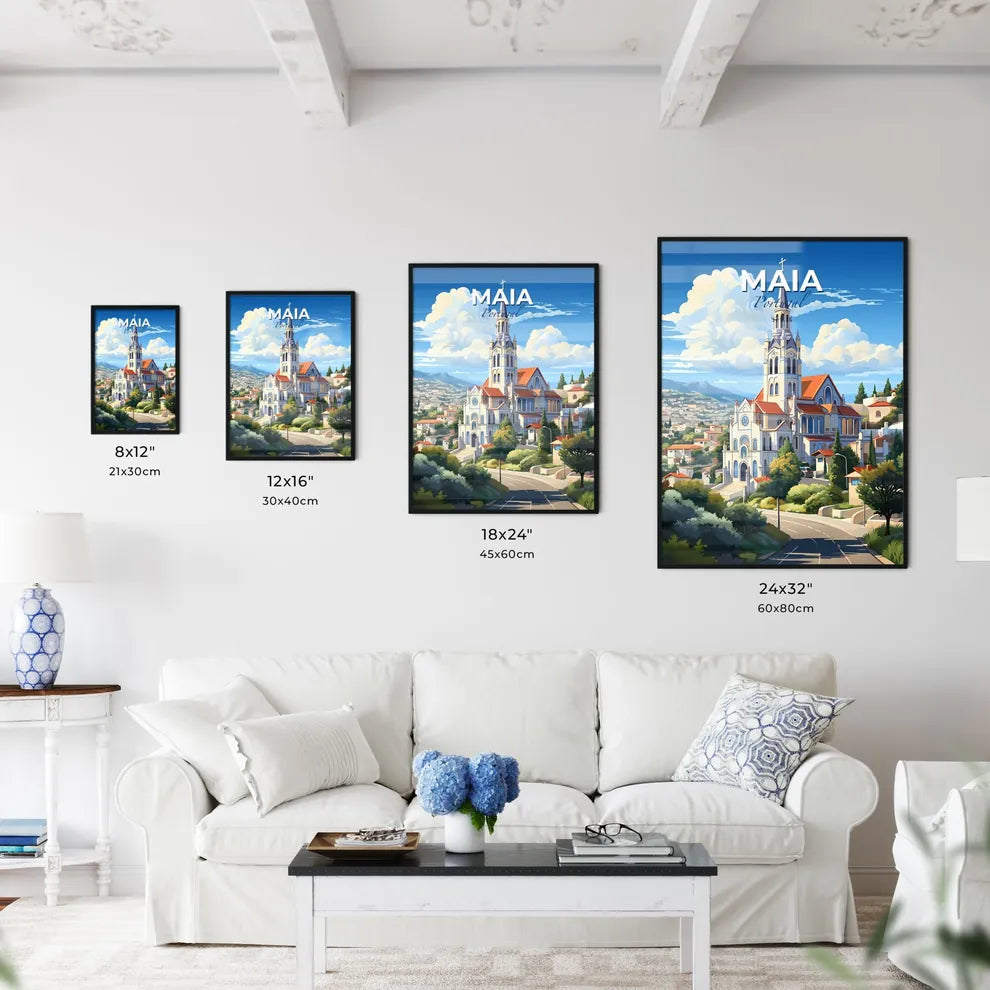 Maia, Portugal, A Poster of a church with a steeple and trees Default Title