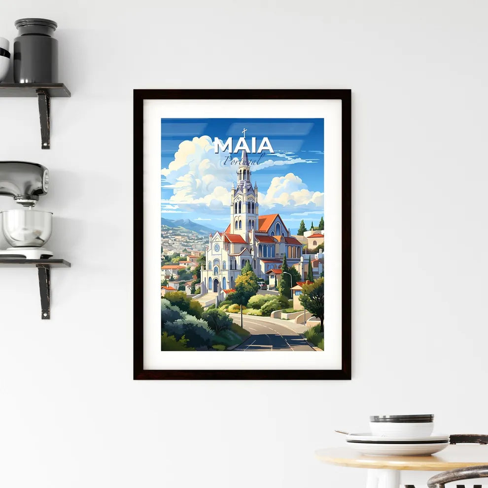 Maia, Portugal, A Poster of a church with a steeple and trees Default Title