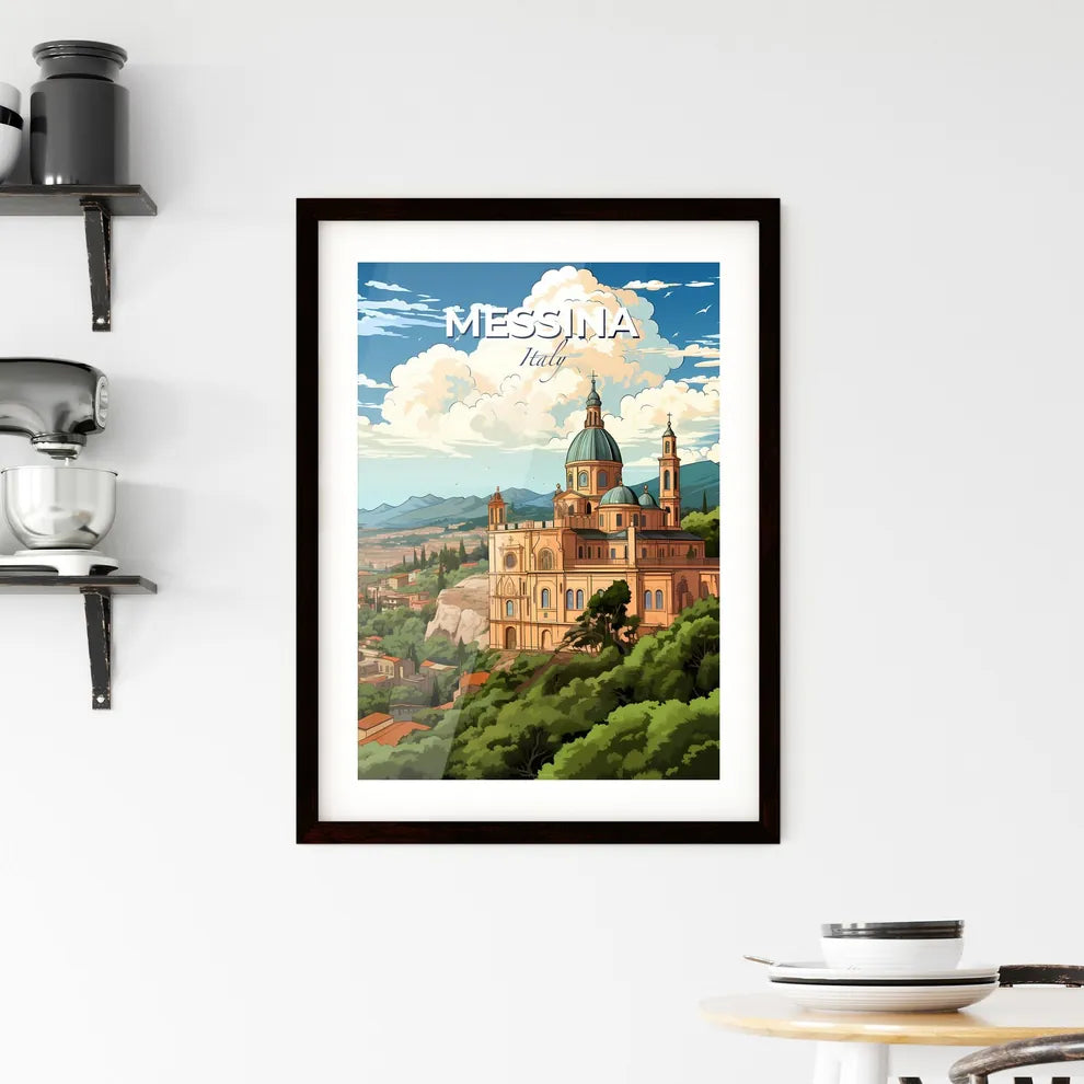 Messina, Italy, A Poster of a building with a dome on top and trees in front of a lake Default Title