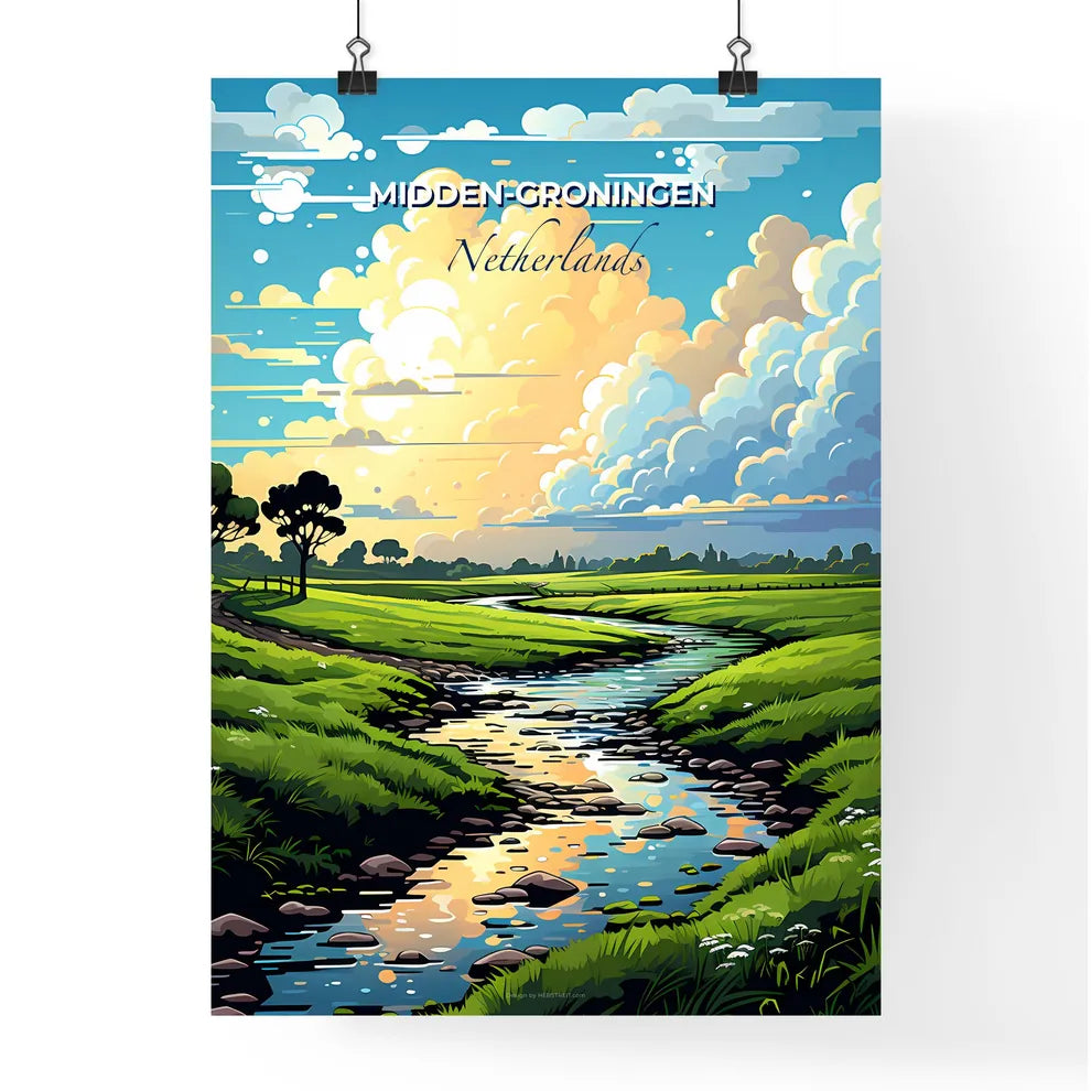 Midden-Groningen, Netherlands, A Poster of a river running through a grassy field Default Title