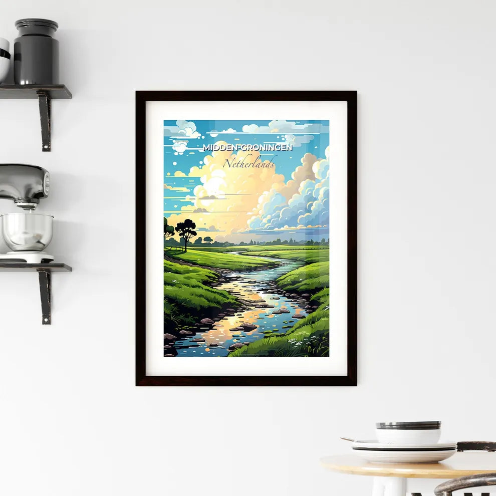Midden-Groningen, Netherlands, A Poster of a river running through a grassy field Default Title