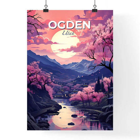 Ogden, Utah, A Poster of a landscape with a river and trees and a sunset Default Title