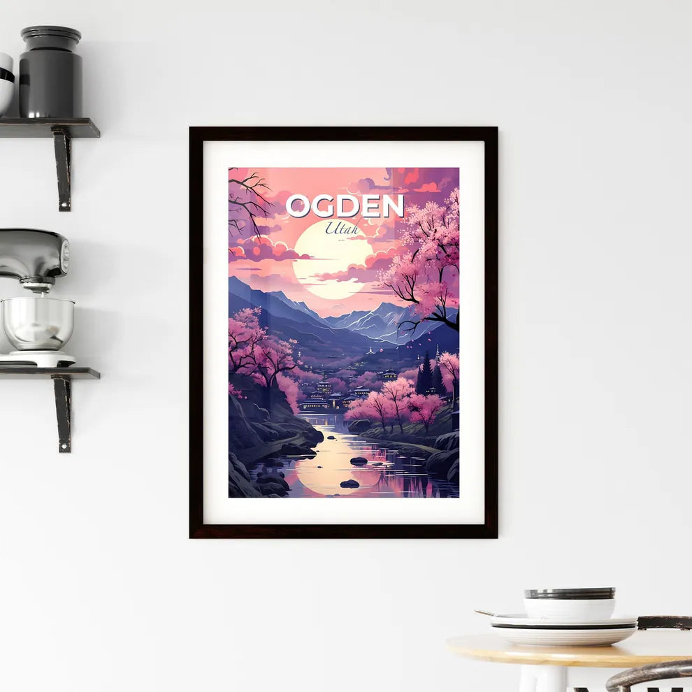 Ogden, Utah, A Poster of a landscape with a river and trees and a sunset Default Title