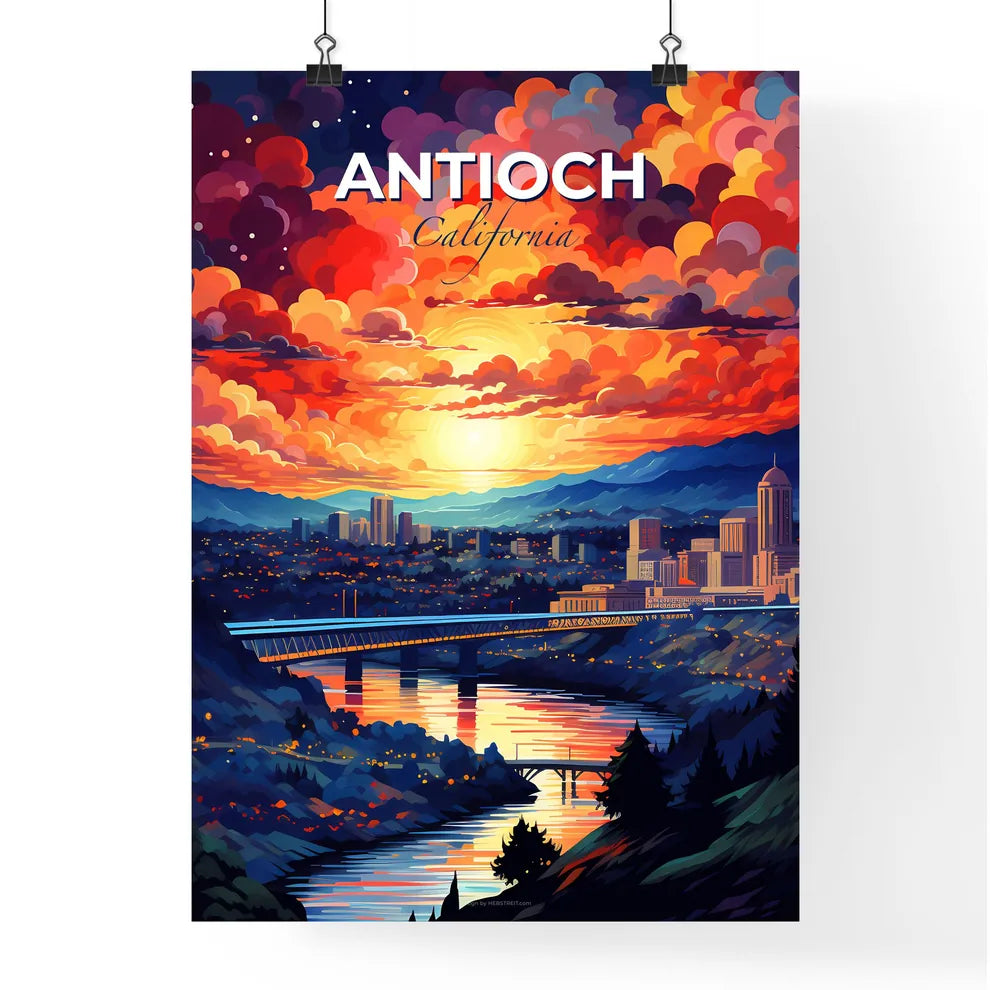 Antioch, California, A Poster of a colorful sky over a river and a city Default Title