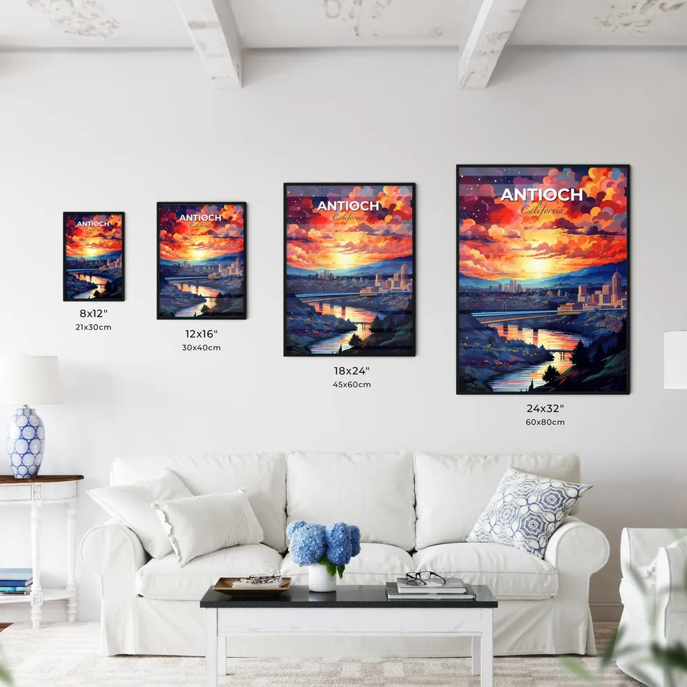 Antioch, California, A Poster of a colorful sky over a river and a city Default Title