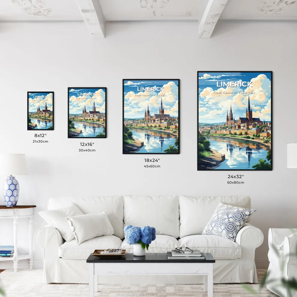 Limerick, County Limerick & County Clare, A Poster of a city next to a river Default Title