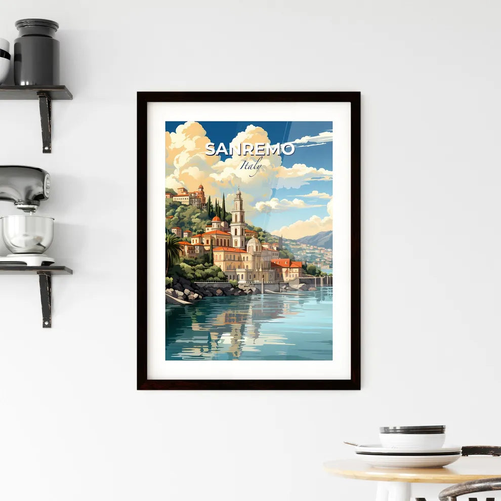 Sanremo, Italy, A Poster of a city on a hill next to a body of water Default Title