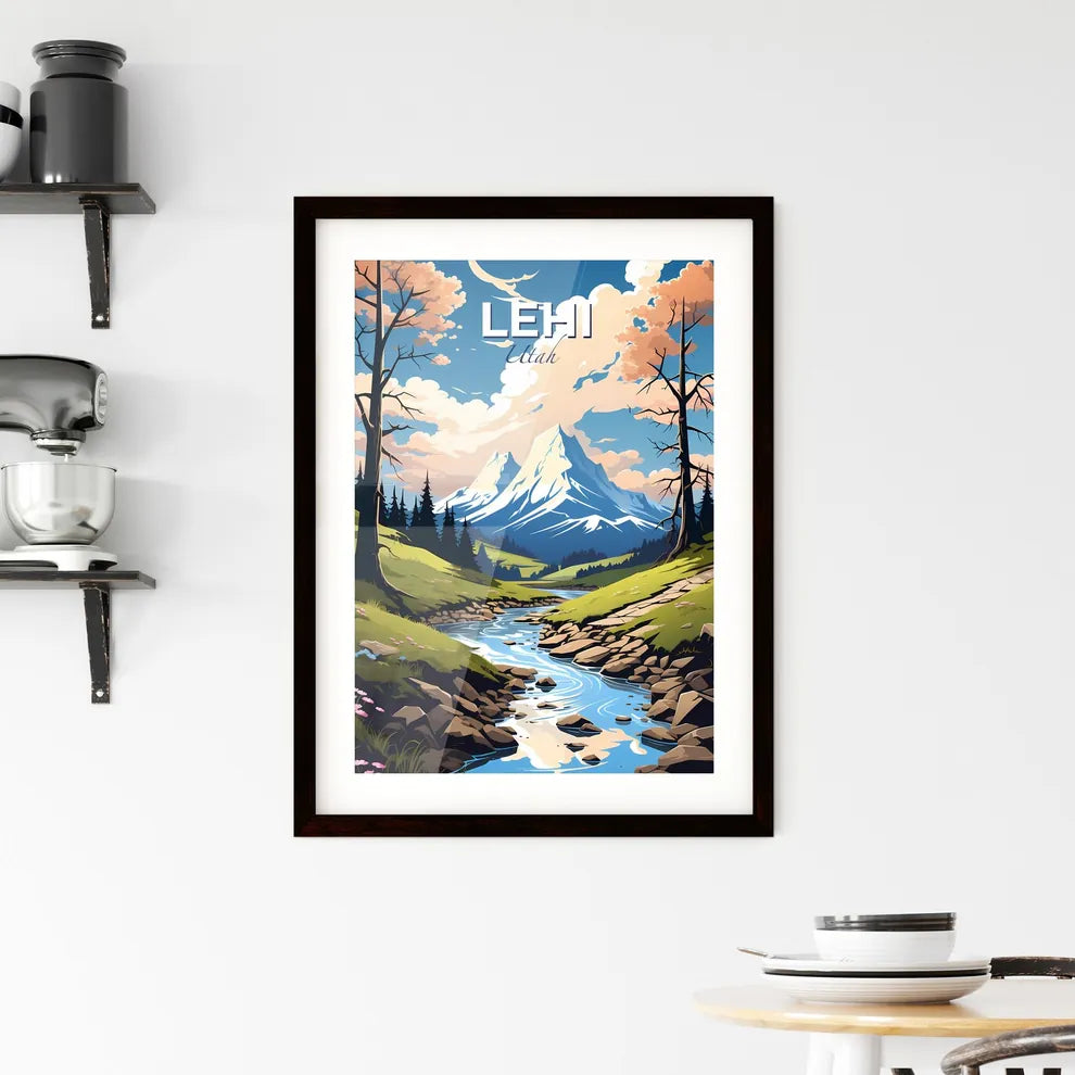 Lehi, Utah, A Poster of a river running through a valley with trees and mountains Default Title