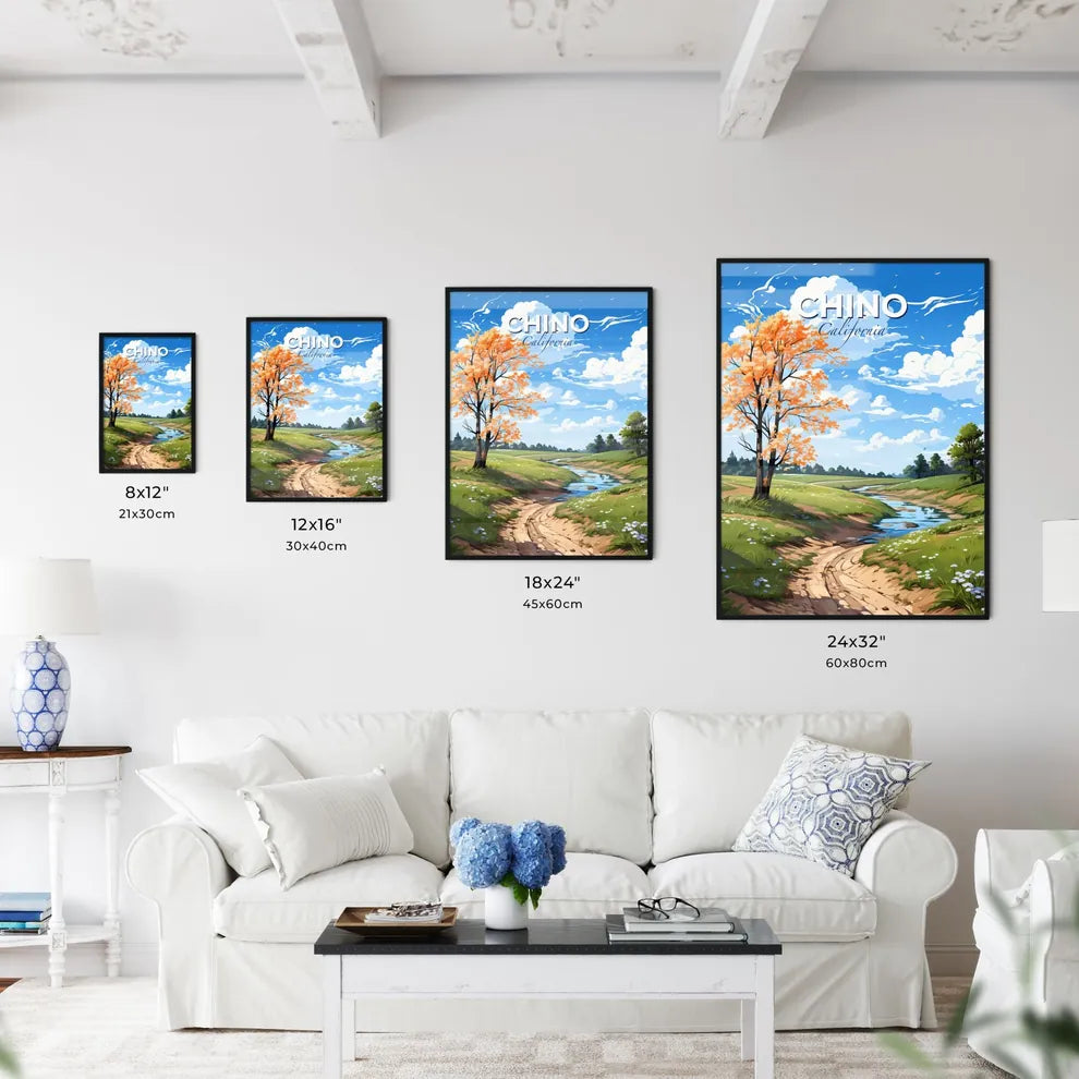 Chino, California, A Poster of a stream running through a grassy field Default Title