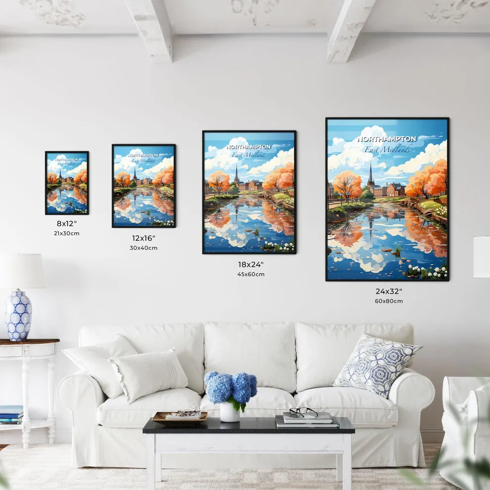 Northampton, East Midlands, A Poster of a river with trees and houses in the background Default Title