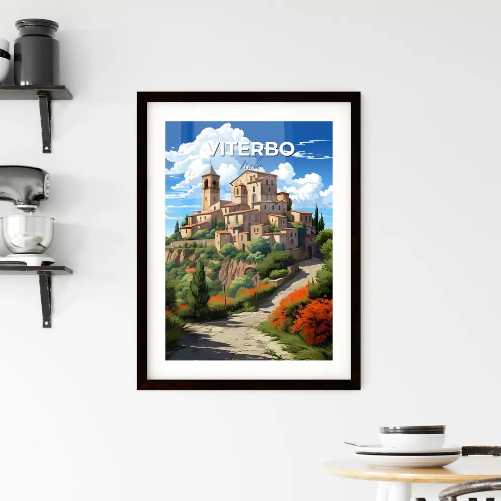 Viterbo, Italy, A Poster of a building on a hill Default Title