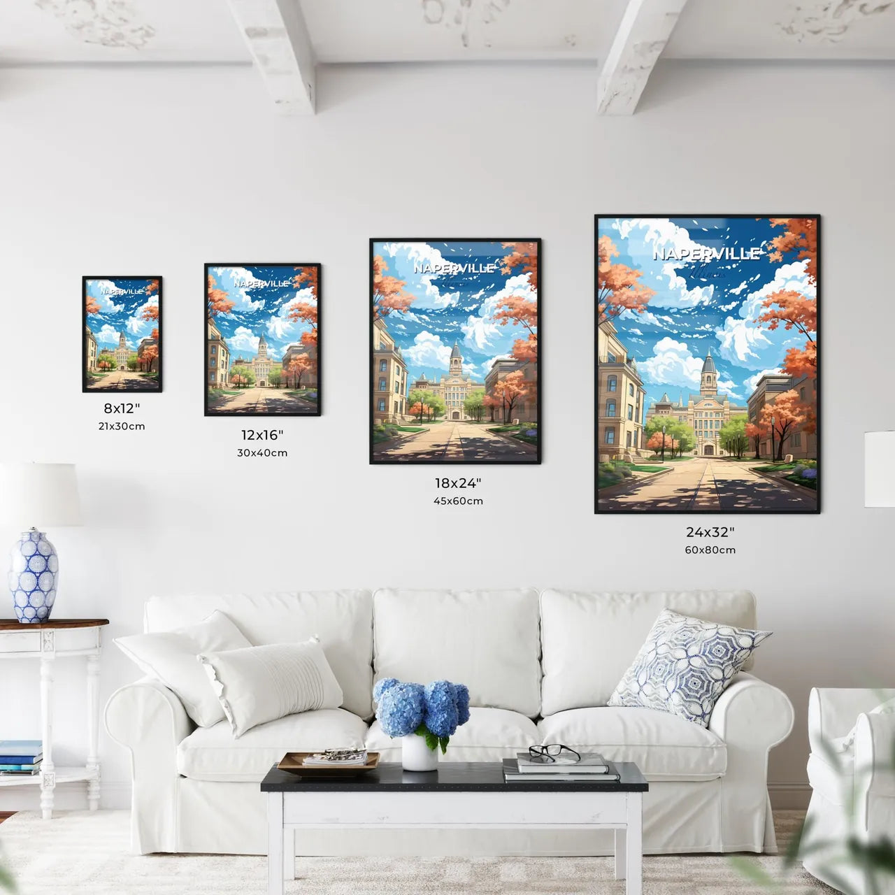 Naperville, Illinois, A Poster of a street with trees and buildings Default Title