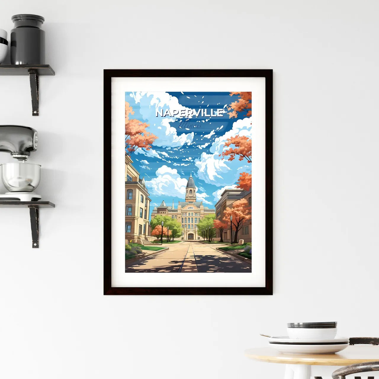 Naperville, Illinois, A Poster of a street with trees and buildings Default Title