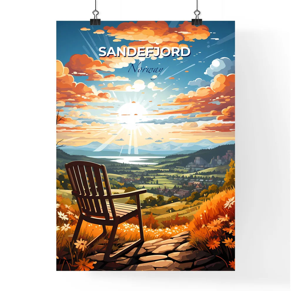 Sandefjord, Norway, A Poster of a chair on a hill overlooking a valley Default Title