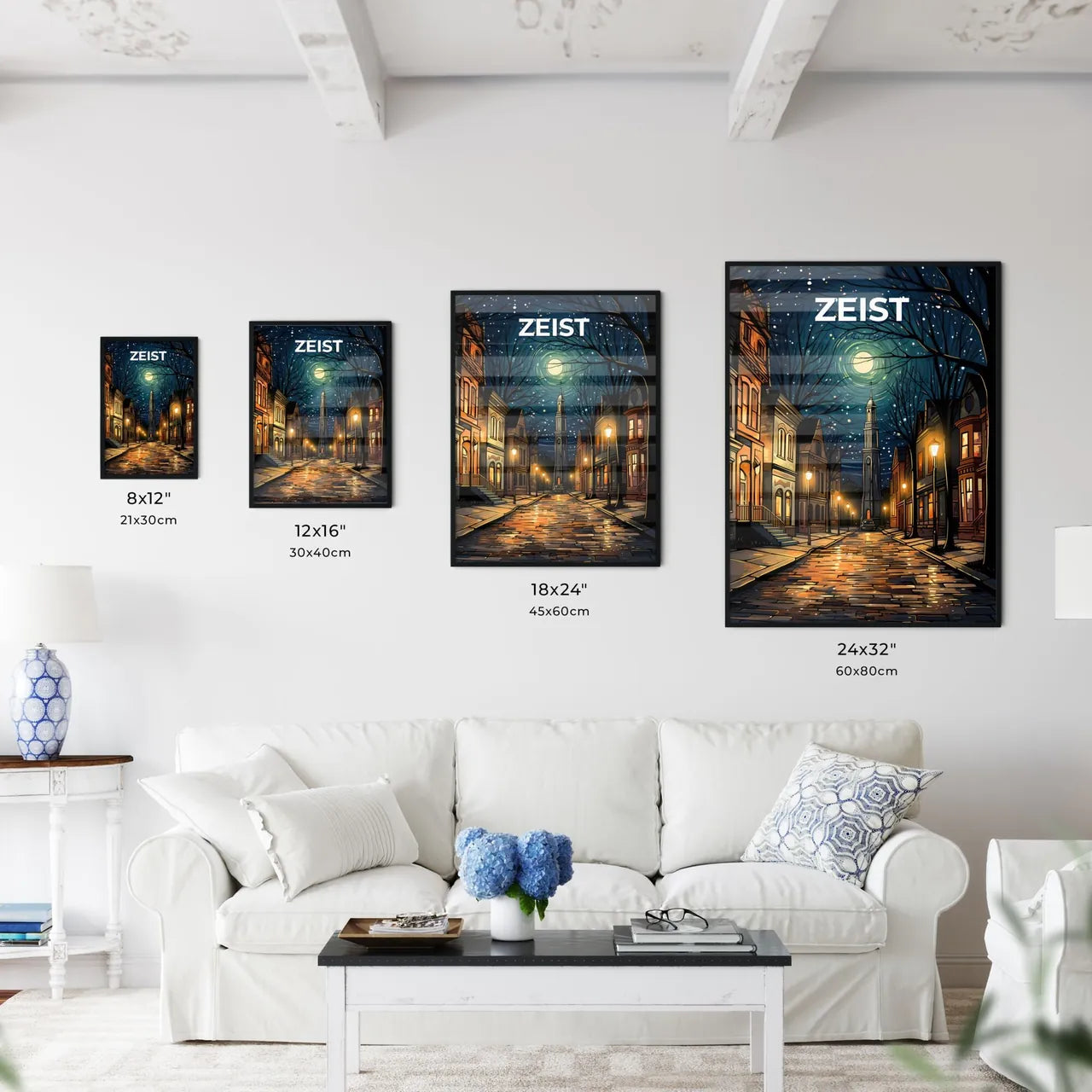 Zeist, Netherlands, A Poster of a street with buildings and a tower in the background Default Title