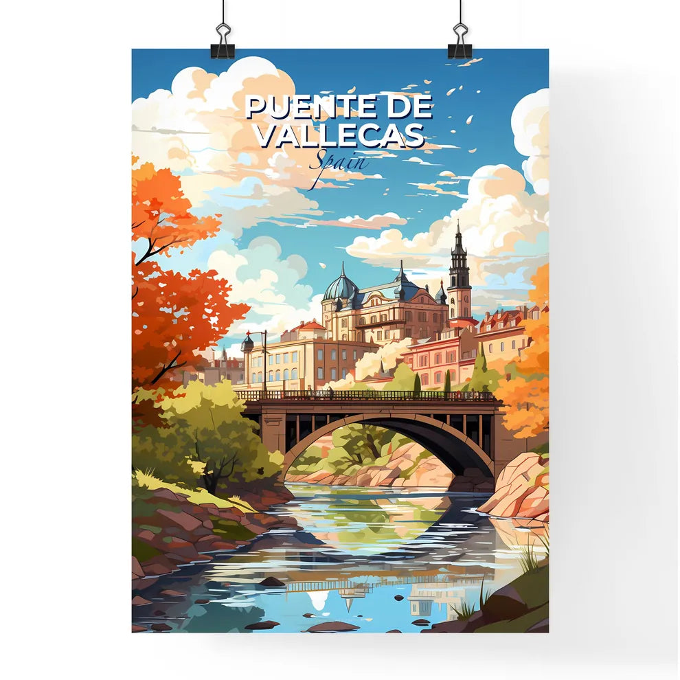 Puente De Vallecas, Spain, A Poster of a bridge over a river with a castle in the background Default Title