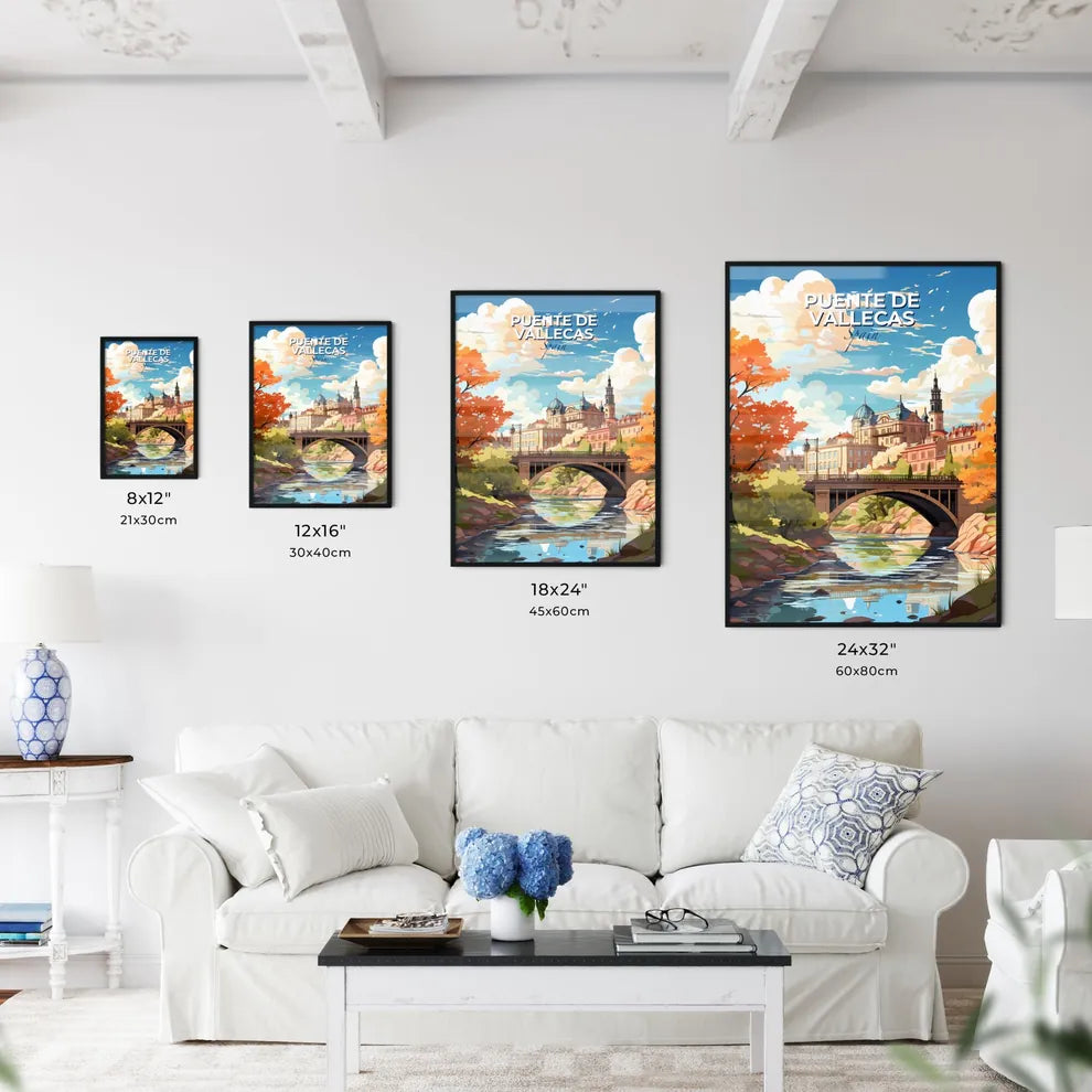 Puente De Vallecas, Spain, A Poster of a bridge over a river with a castle in the background Default Title