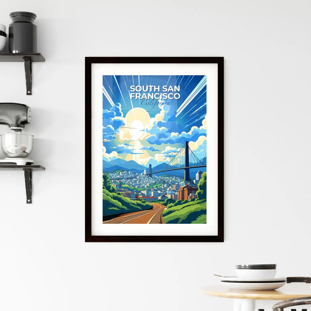 South San Francisco, California, A Poster of a bridge over a city Default Title