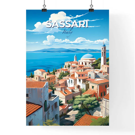 Sassari, Italy, A Poster of a city by the water Default Title
