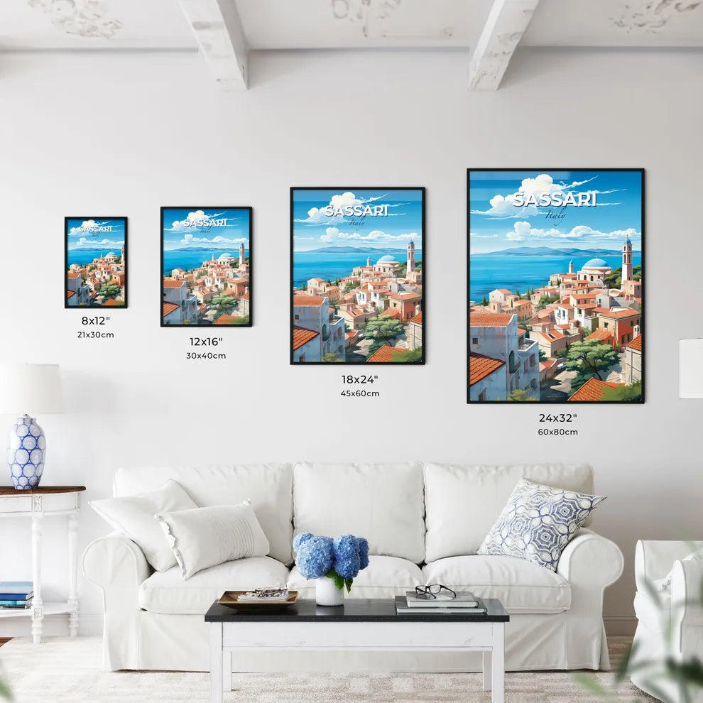 Sassari, Italy, A Poster of a city by the water Default Title