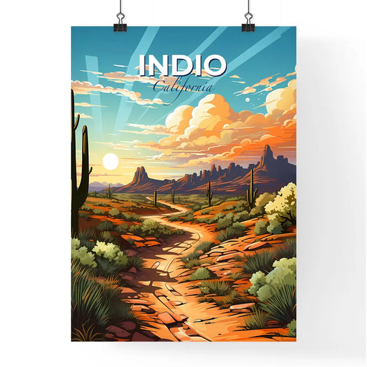 Indio, California, A Poster of a desert landscape with cactuses and mountains Default Title