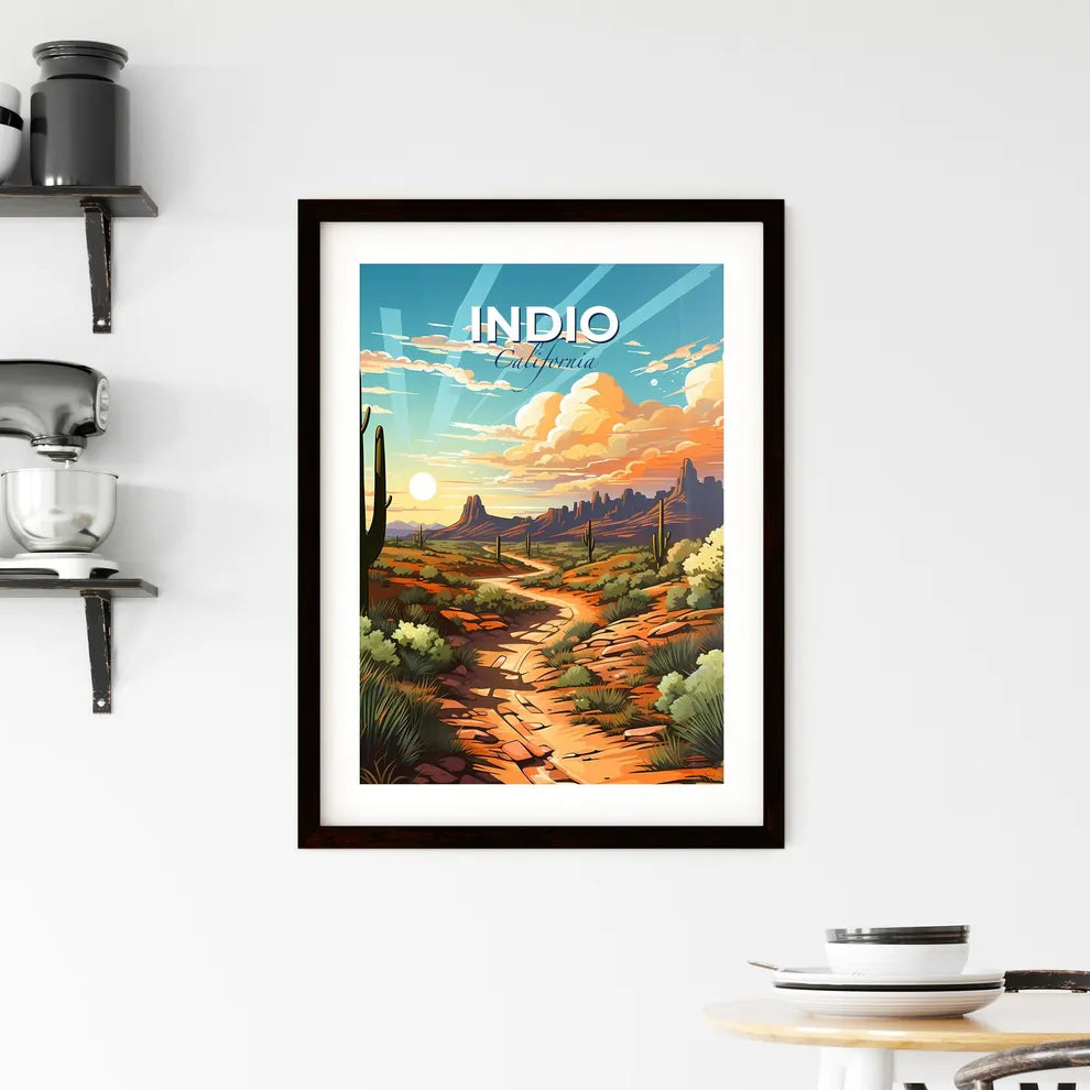 Indio, California, A Poster of a desert landscape with cactuses and mountains Default Title