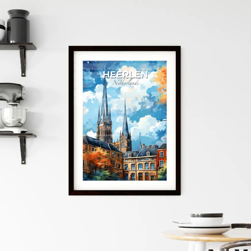 Heerlen, Netherlands, A Poster of a painting of a church and buildings Default Title