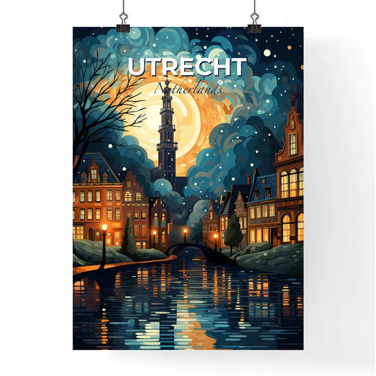Utrecht, Netherlands, A Poster of a painting of a city at night Default Title