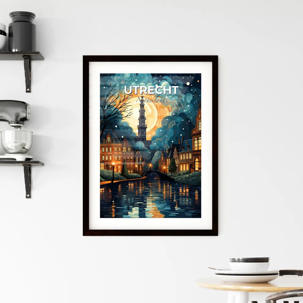 Utrecht, Netherlands, A Poster of a painting of a city at night Default Title